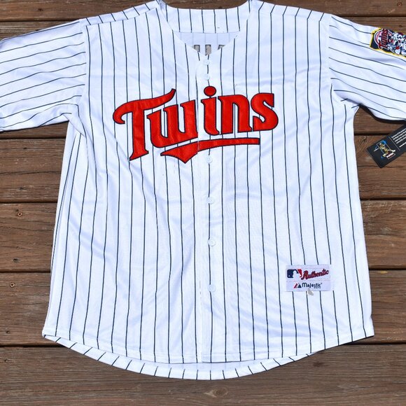 New!! Joe Mauer Minnesota Twins White Pinstripe Retro Baseball Jersey Men's XXL - Picture 2 of 2